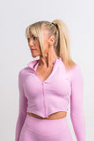 pink cropped jacket