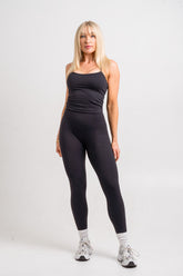 black snatched waist top