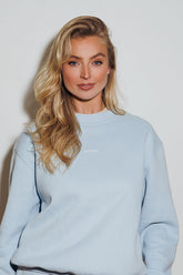 womens baby blue crewneck