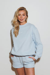 womens baby blue short set