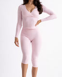 SoftSculpt Everyday Capri Legging in Petal Pink, front view | MAKAI