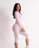 SoftSculpt Everyday Capri Legging in Petal Pink, side view | MAKAI