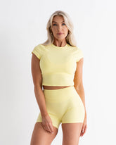 SoftSculpt Cap Sleeve Crop Tee | Lemon Drop Yellow