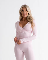 SoftSculpt Crossover Wrap Long Sleeve Top | Petal Pink