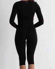 SoftSculpt Everyday Capri Legging in Black, back view | MAKAI