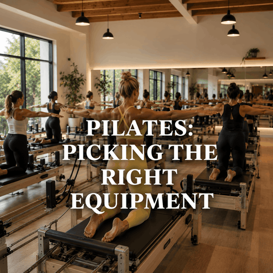 Reformer Pilates class in a modern studio featured in a guide about choosing the right Pilates equipment for beginners.