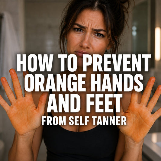 woman wondering how to prevent orange hands and feet from applying self tanner