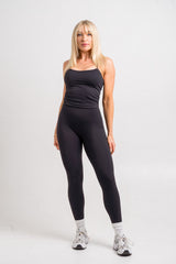 black snatched waist top