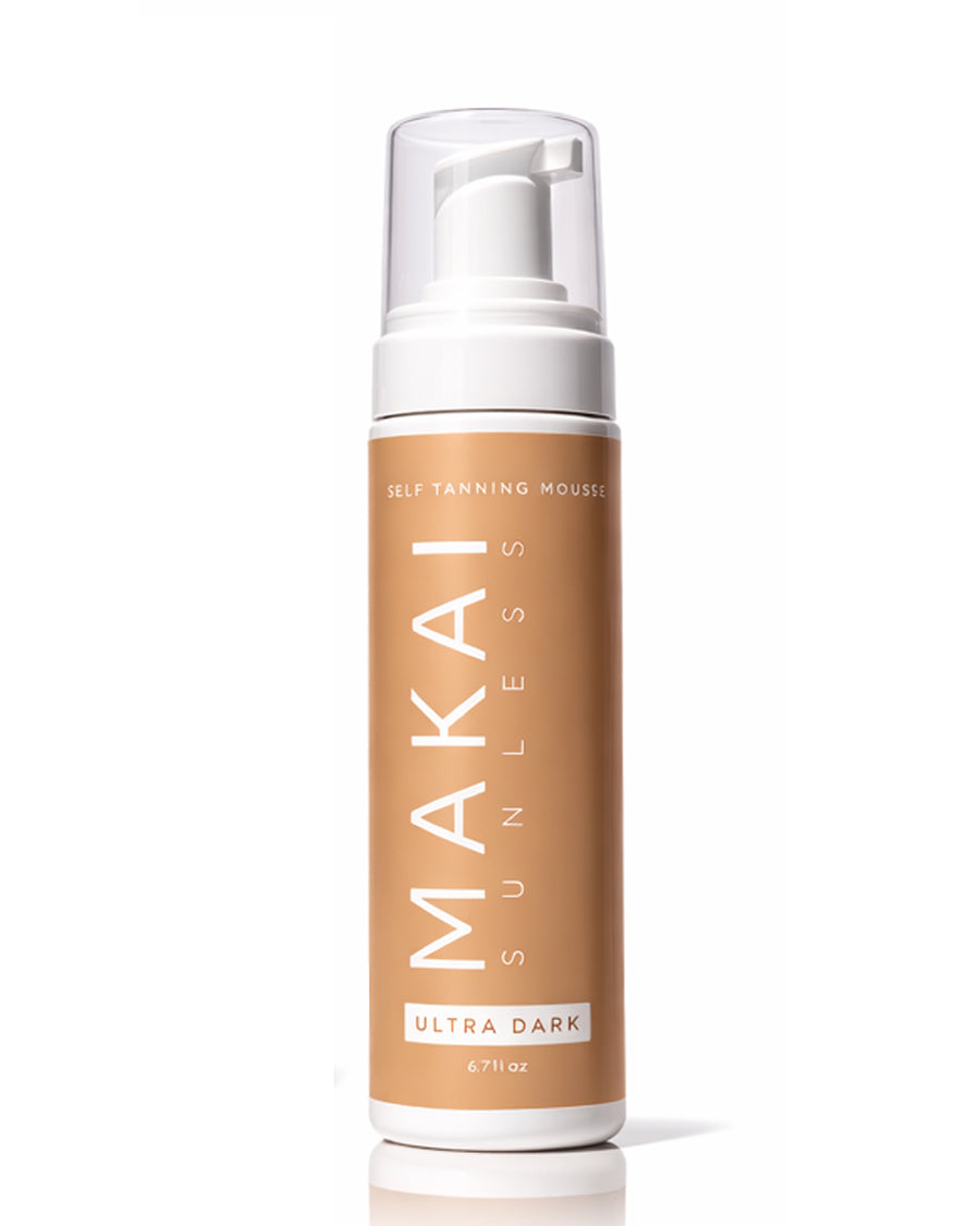 MAKAI Sunless self-tanning mousse bottle on a white background
