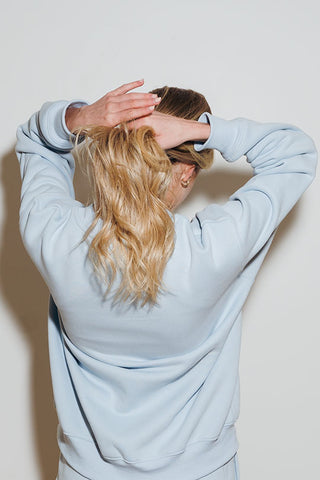 womens baby blue crewneck