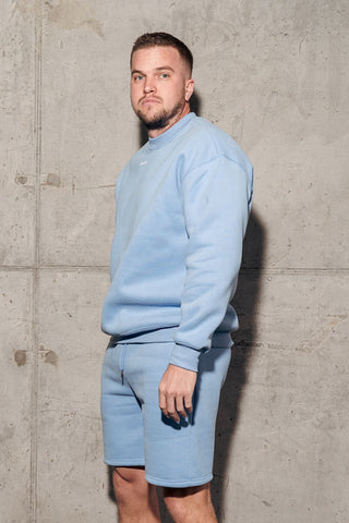 mens blue sweat short set