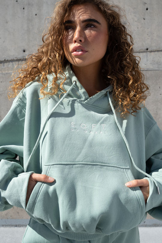 womens sage green hoodie