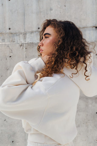 womens cream hoodie oversized